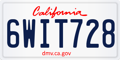 CA license plate 6WIT728