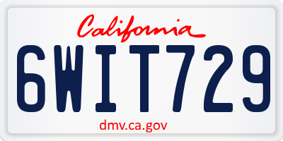 CA license plate 6WIT729
