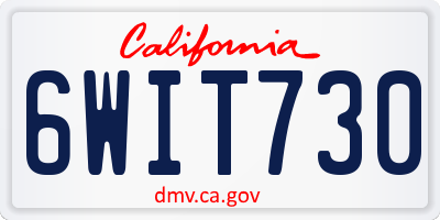 CA license plate 6WIT730