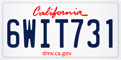 CA license plate 6WIT731