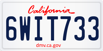 CA license plate 6WIT733