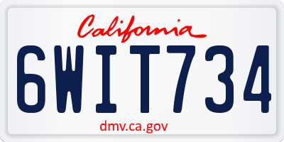 CA license plate 6WIT734