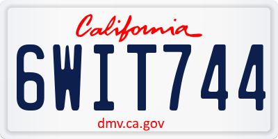 CA license plate 6WIT744