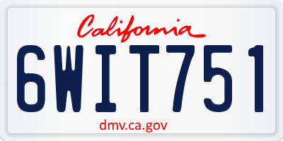 CA license plate 6WIT751