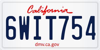 CA license plate 6WIT754