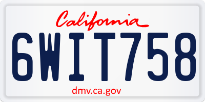 CA license plate 6WIT758