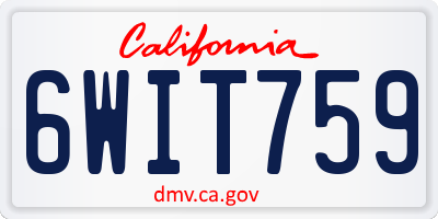 CA license plate 6WIT759