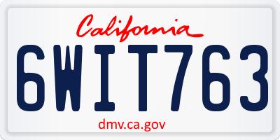 CA license plate 6WIT763