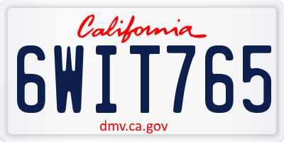 CA license plate 6WIT765
