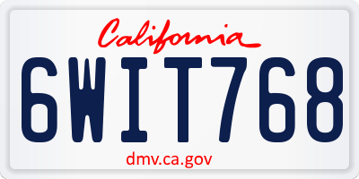 CA license plate 6WIT768