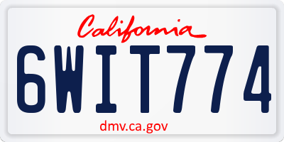 CA license plate 6WIT774