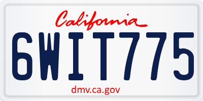 CA license plate 6WIT775