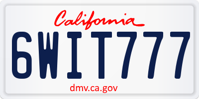 CA license plate 6WIT777