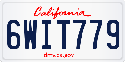 CA license plate 6WIT779