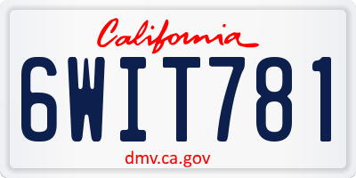 CA license plate 6WIT781