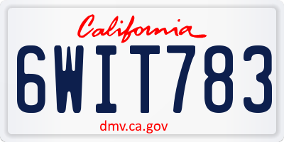 CA license plate 6WIT783