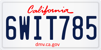 CA license plate 6WIT785