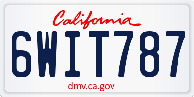 CA license plate 6WIT787