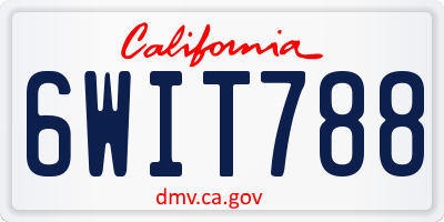 CA license plate 6WIT788