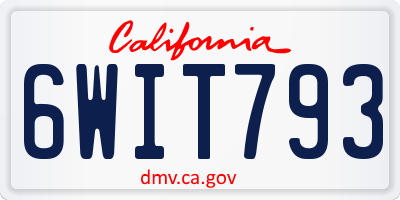 CA license plate 6WIT793