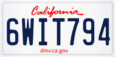 CA license plate 6WIT794