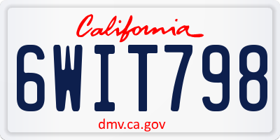 CA license plate 6WIT798