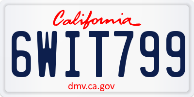 CA license plate 6WIT799