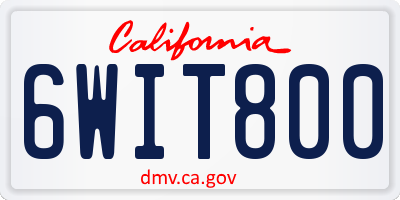 CA license plate 6WIT800