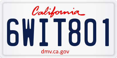CA license plate 6WIT801