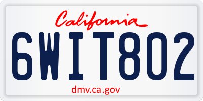 CA license plate 6WIT802