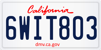 CA license plate 6WIT803