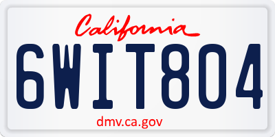 CA license plate 6WIT804