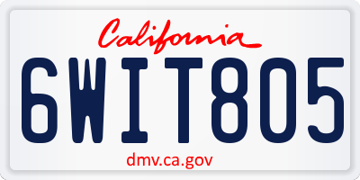 CA license plate 6WIT805