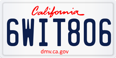 CA license plate 6WIT806