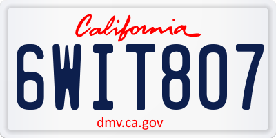 CA license plate 6WIT807