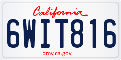 CA license plate 6WIT816