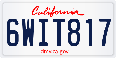 CA license plate 6WIT817