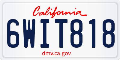 CA license plate 6WIT818