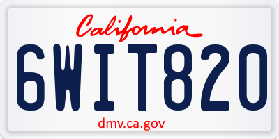 CA license plate 6WIT820