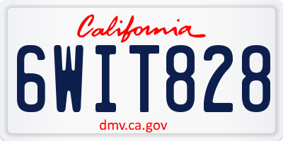 CA license plate 6WIT828