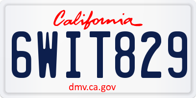 CA license plate 6WIT829