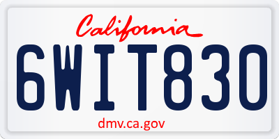 CA license plate 6WIT830