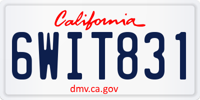 CA license plate 6WIT831