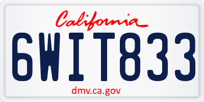 CA license plate 6WIT833