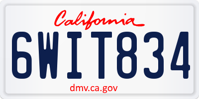 CA license plate 6WIT834