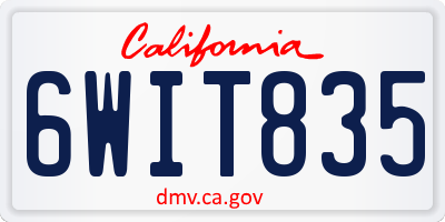 CA license plate 6WIT835