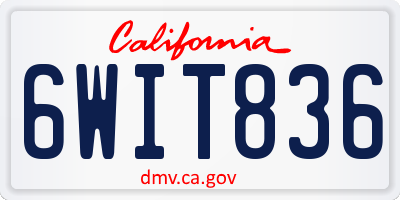 CA license plate 6WIT836