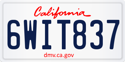 CA license plate 6WIT837