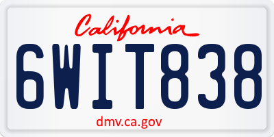 CA license plate 6WIT838