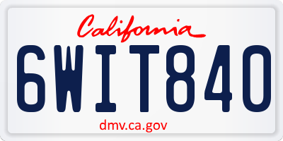 CA license plate 6WIT840